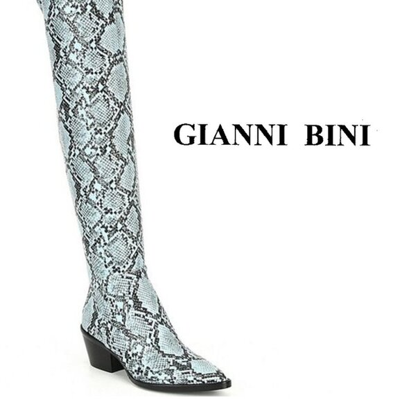 🎩 🗝️ NWOB $189 Gianni Bini Snake Skin Print Boots - Picture 1 of 4